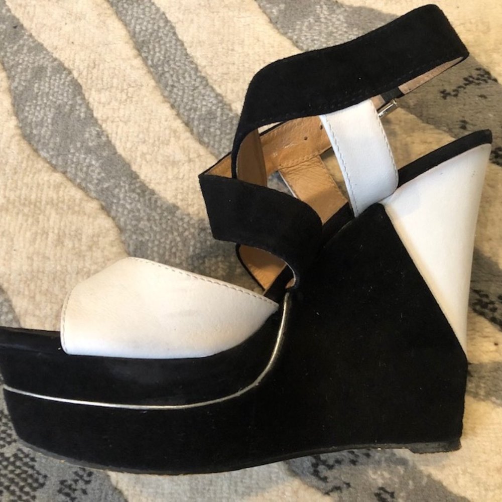 ALDO Black & White Wedge Sandals